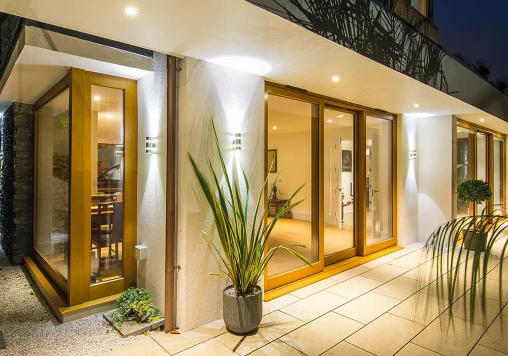 Modern house with timber bifold doors