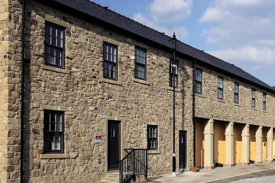 Houses with black sliding sash windows