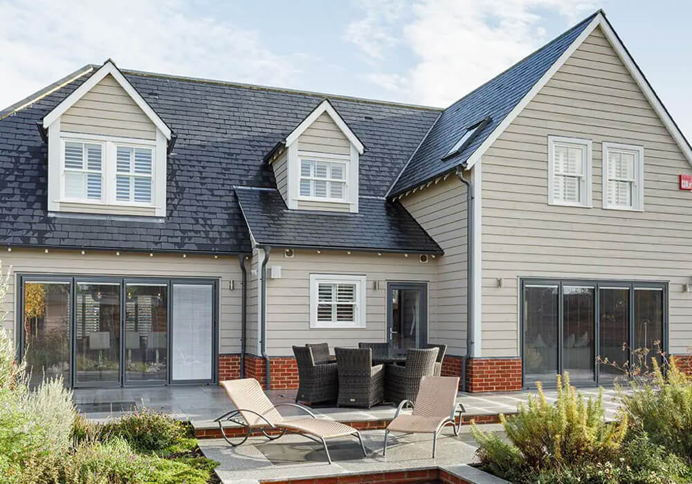 Modern house with timber sliding sash windows