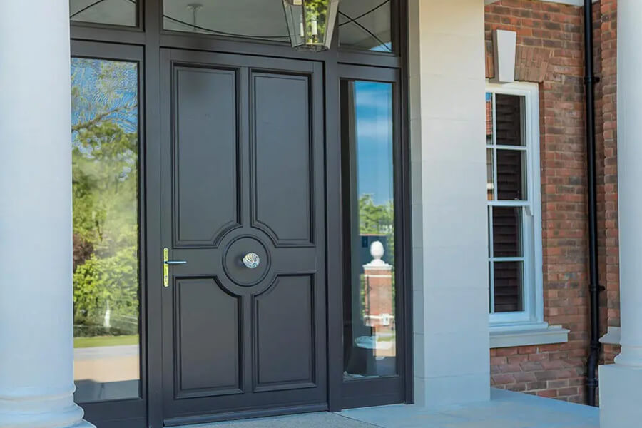 Black timber entrance door