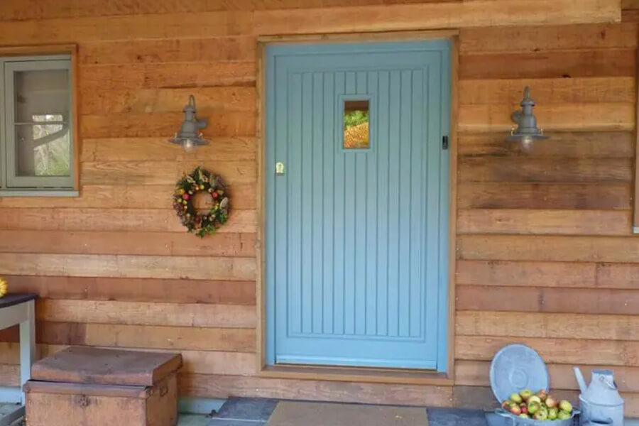 Light blue entrance door