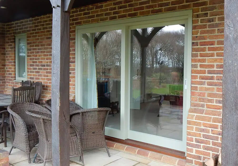 Green timber sliding door