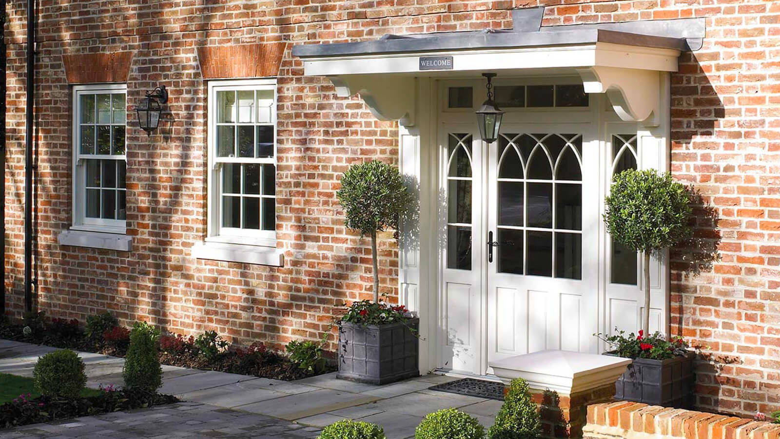 White timber entrance door