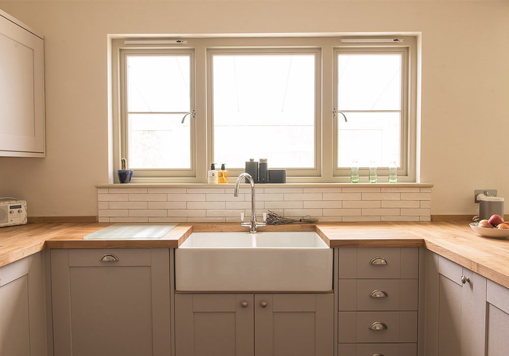 white kitchen flush casement window