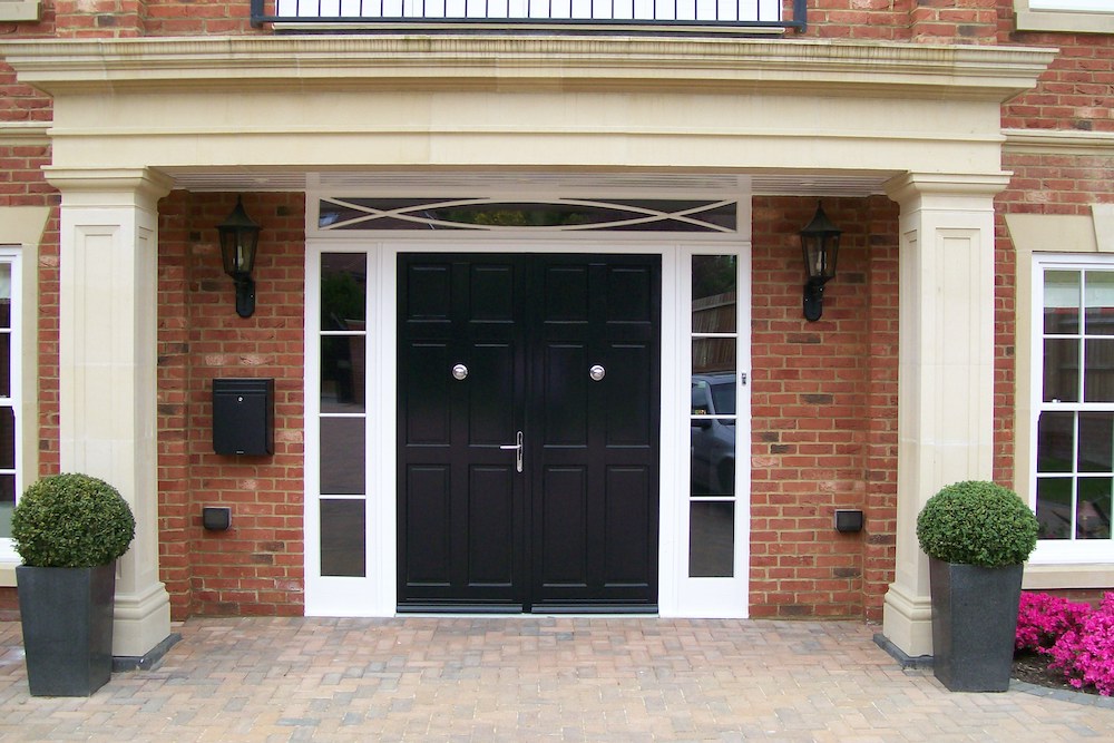 Double Entrance Door with bespoke sidelights fanlight curved bars