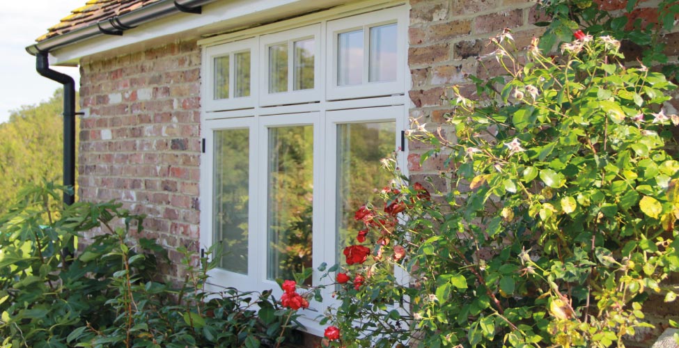 Flush casement windows outside trees