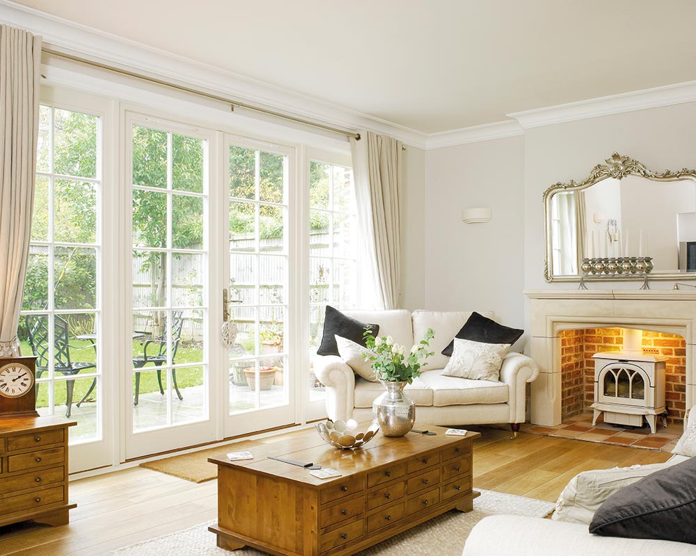 living room with french doors