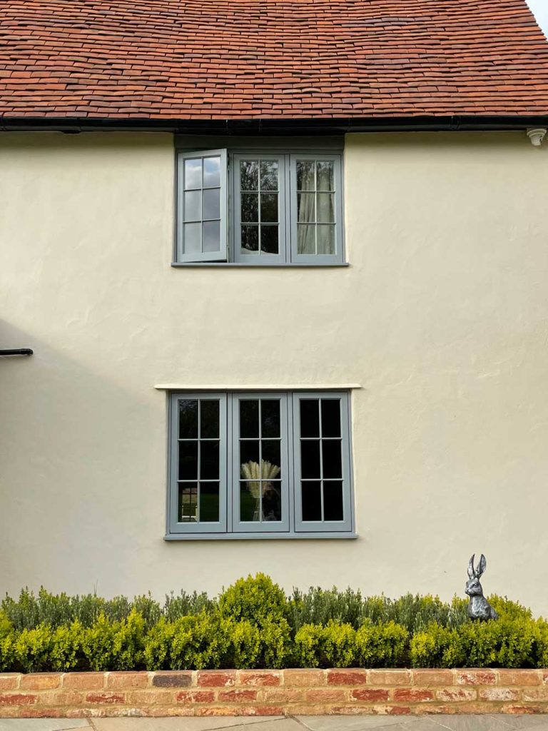 Grey Flush Casement with Cottage Bars